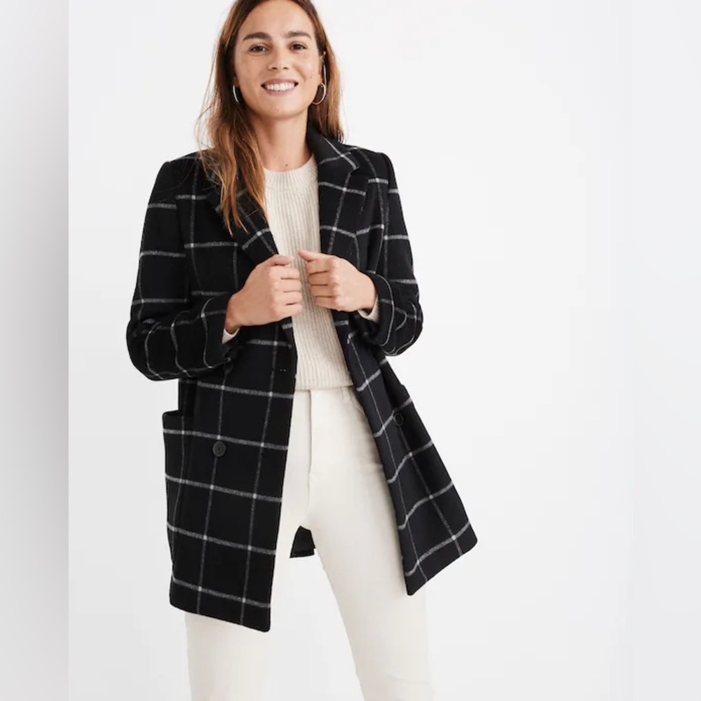 Madewell Hollis Double-Breasted Coat in Windowpane